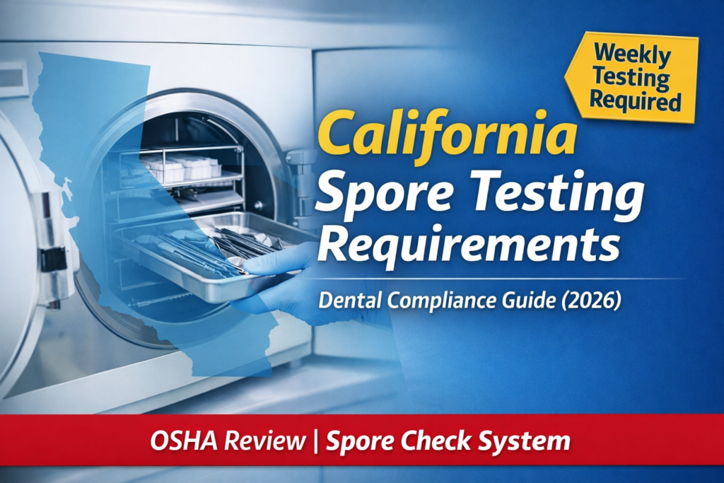 California dental spore testing requirements autoclave sterilization compliance
