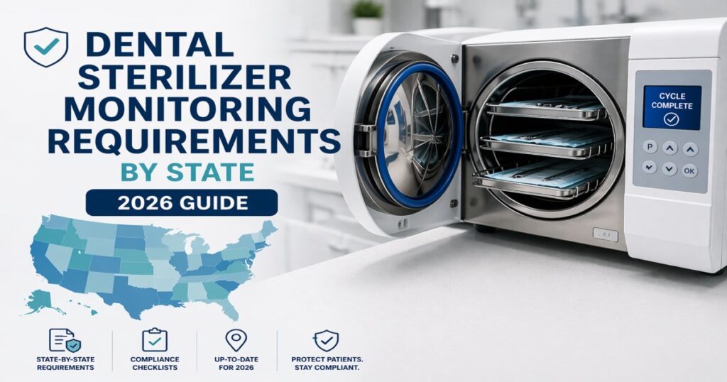 Dental sterilizer monitoring requirements by state 2026 guide showing autoclave and compliance overview