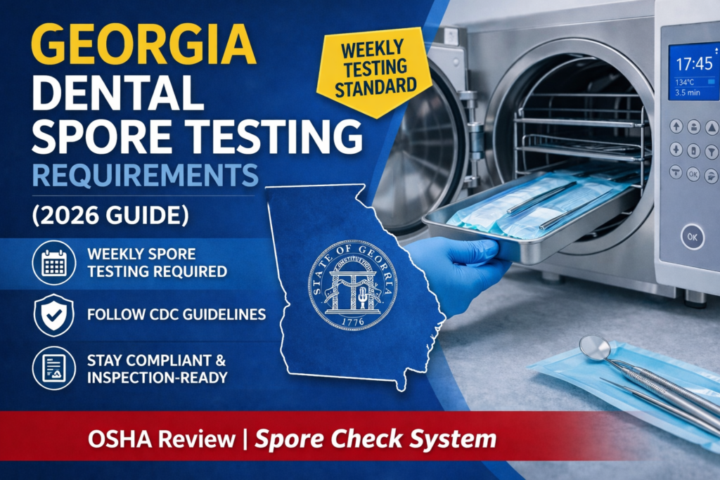 Georgia dental sterilization requirements weekly spore testing compliance