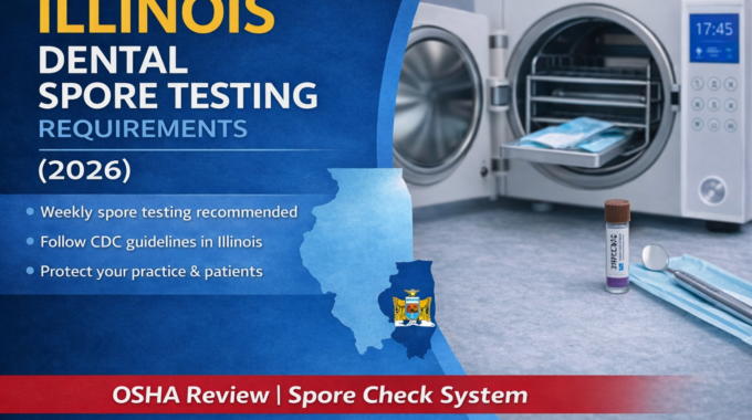 Illinois dental spore testing requirements showing weekly sterilizer monitoring guidance