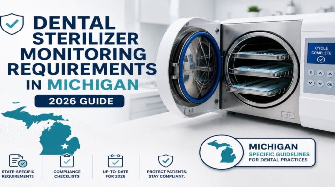 Michigan dental sterilizer monitoring requirements 2026 guide featuring autoclave compliance and biological monitoring regulations.