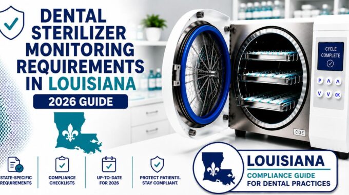 Louisiana dental sterilizer spore testing requirements for dental offices 2026