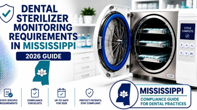 Mississippi dental sterilizer monitoring and spore testing requirements 2026