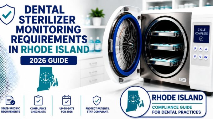 Rhode Island dental spore testing requirements and sterilizer monitoring compliance for 2026