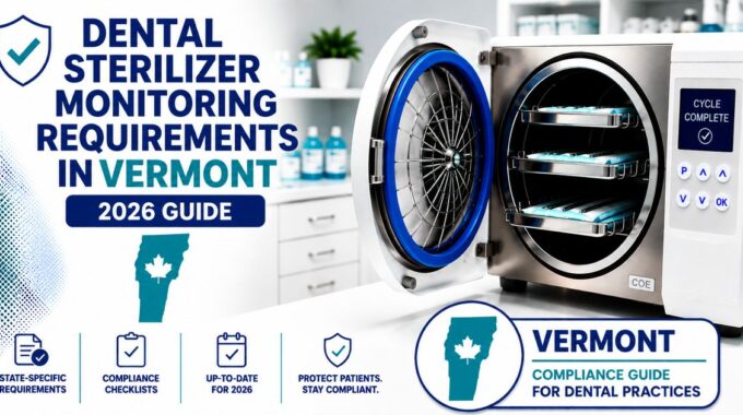 Vermont dental spore testing requirements and sterilizer monitoring compliance for 2026
