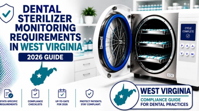 West Virginia dental sterilizer monitoring and spore testing requirements 2026