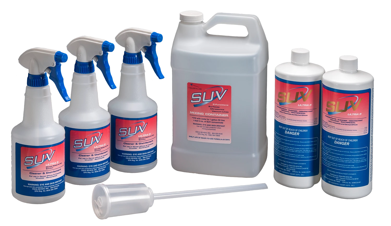 SUV Ultra 5 surface disinfectant cleaner bottles